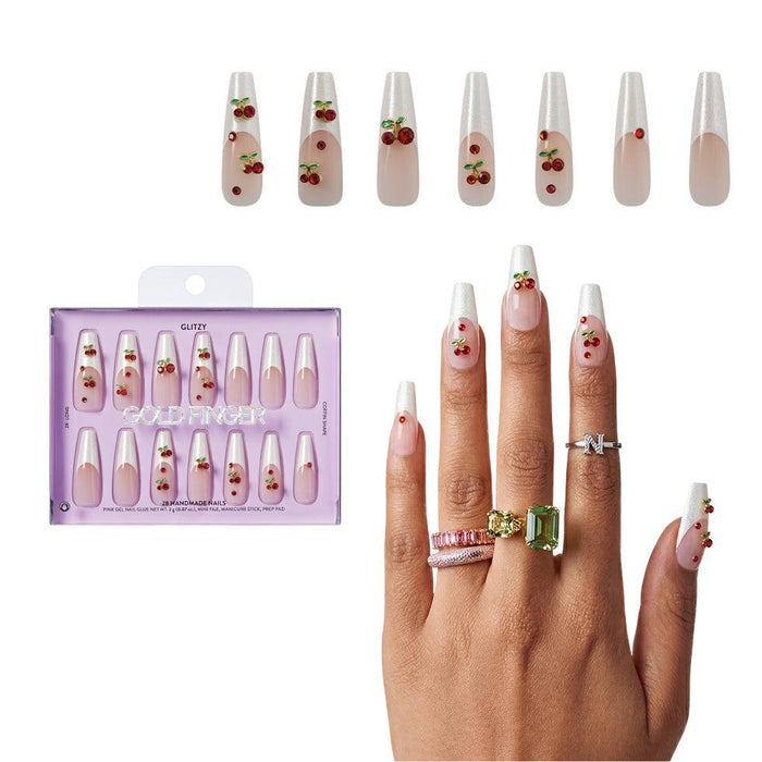 Gold Finger Glitzy 3D Handmade Press-On Nails
