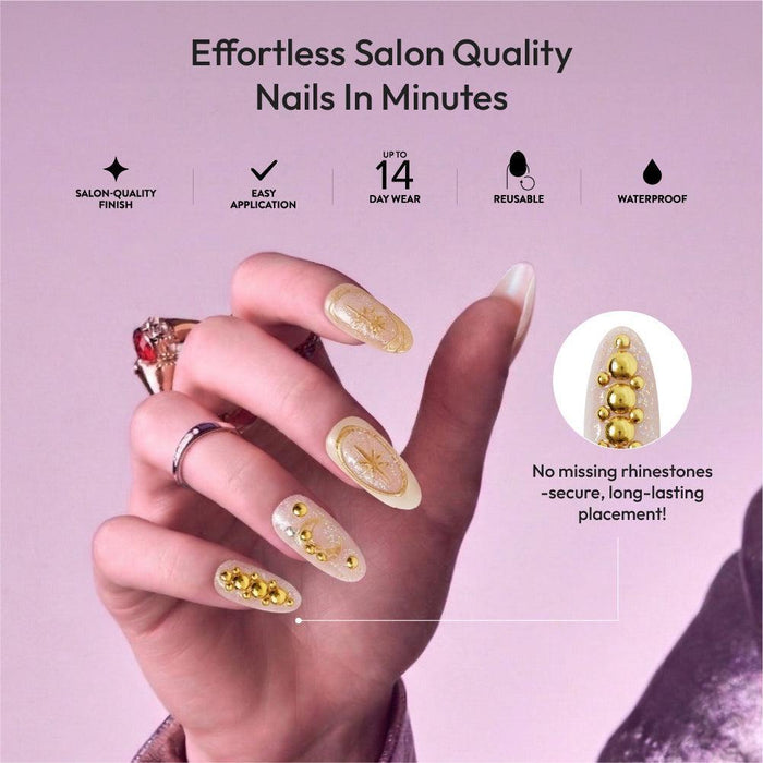 Gold Finger Glitzy 3D Handmade Press-On Nails
