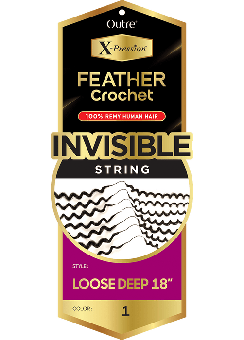 Outre X-Pression Human Hair Feather Crochet - Loose Deep 18"