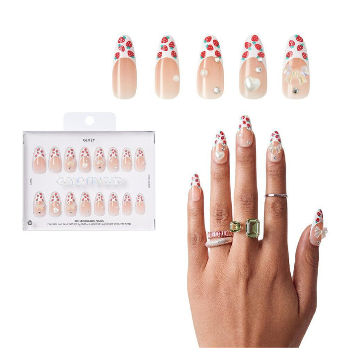 Gold Finger Glitzy 3D Handmade Press-On Nails